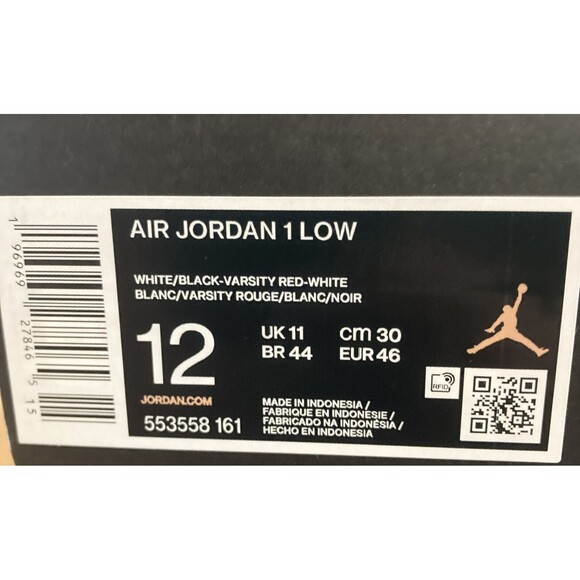 Nike Air Jordan 1 Low Bred Toe 2.0 Black Red Shoes Men Size 12 New main image 4